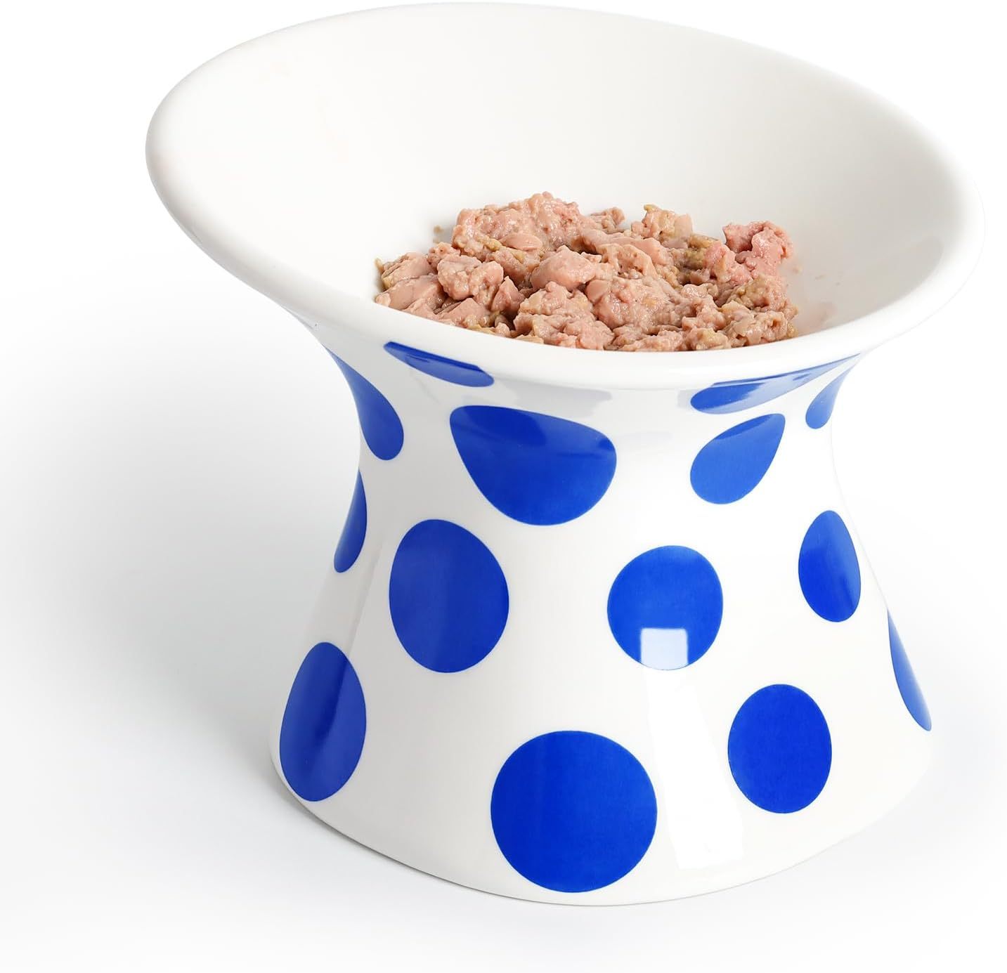Extra Wide Raised Cat Food Bowl Elevated Ceramic Tilted Feeding Bowl For Fat Faced Cat Prevent Neck Whisker Fatigue Dishwasher And Microwave Safe