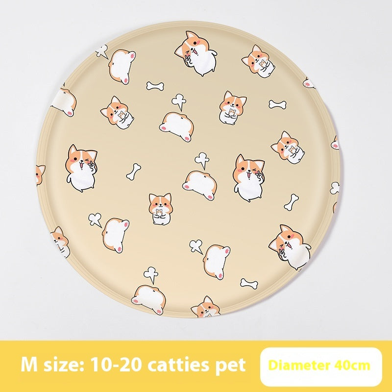 Pet Ice Pad Round Cartoon Cat Dog Gel