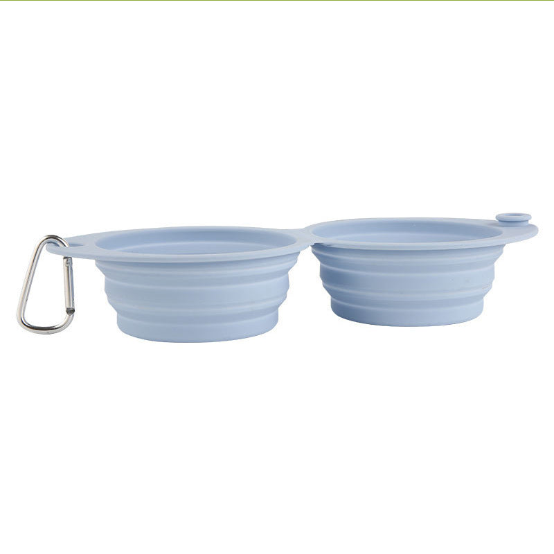 Collapsible Dog Bowls 2 In 1 Foldable Pet Food Water Bowl With Integrated Molding Double Bowl Design Perfect For Walking Hiking And Camping With Your Dog Or Cat