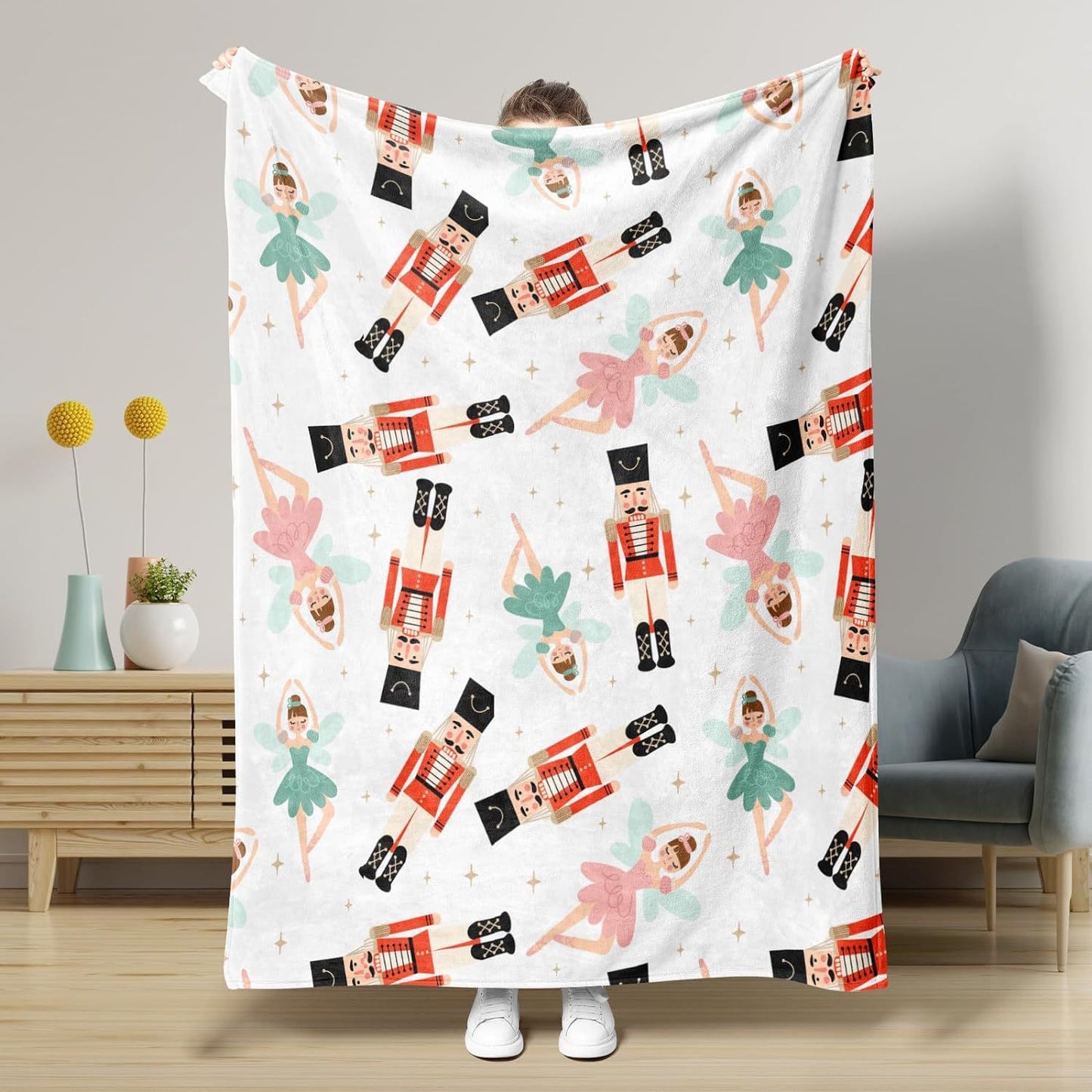 Nutcracker Pattern Blanket Boy Girl Christmas Gift Four Seasons Universal Suitable For Bed Sofa Decoration