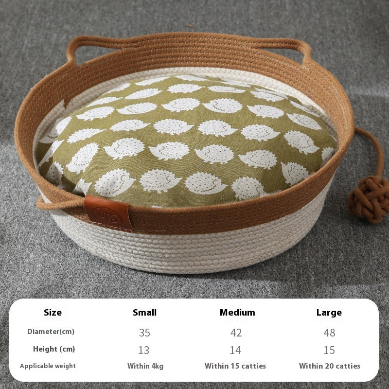 Cotton String Stitching Cute Woven Cat Nest Mat
