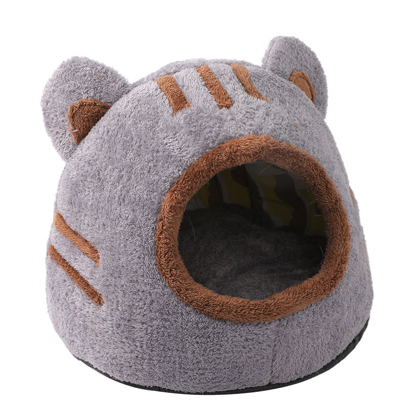 Semi-closed Design Bear Head Cat Nest Detachable Autumn And Winter Warm Thickened
