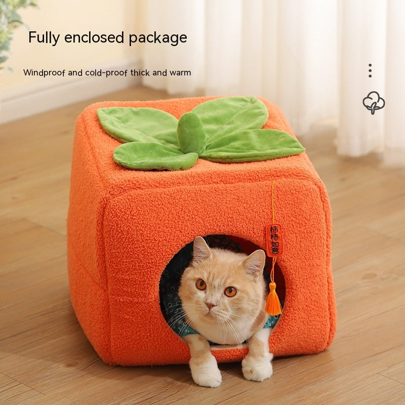 Lucky Persimmon Festive Gift Box Warm Pet Cat Nest