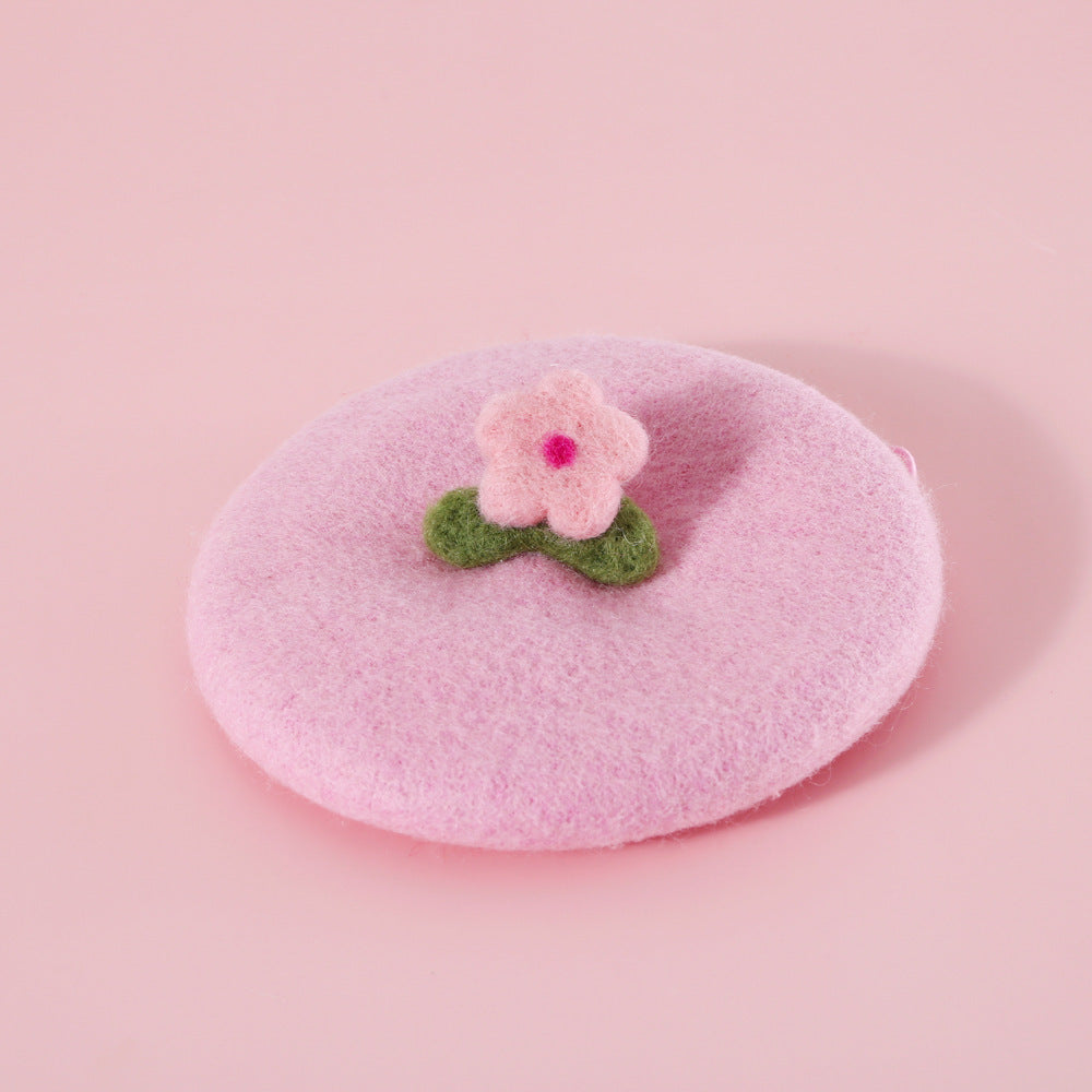 Pet Cat Dog Wool Felt Flower Hat