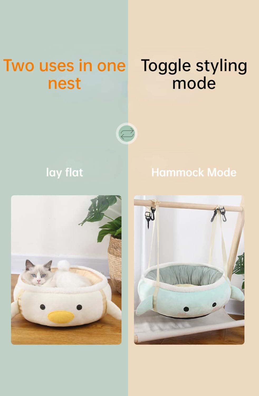 Cat Nest Chick Dinosaur Shape Cat Bed Cat Hammock Cute And Comfortable Cat Sofa Bed Can Be Hung Can Be Placed Flat Pet Bed Suitable For Small Cats And Dogs