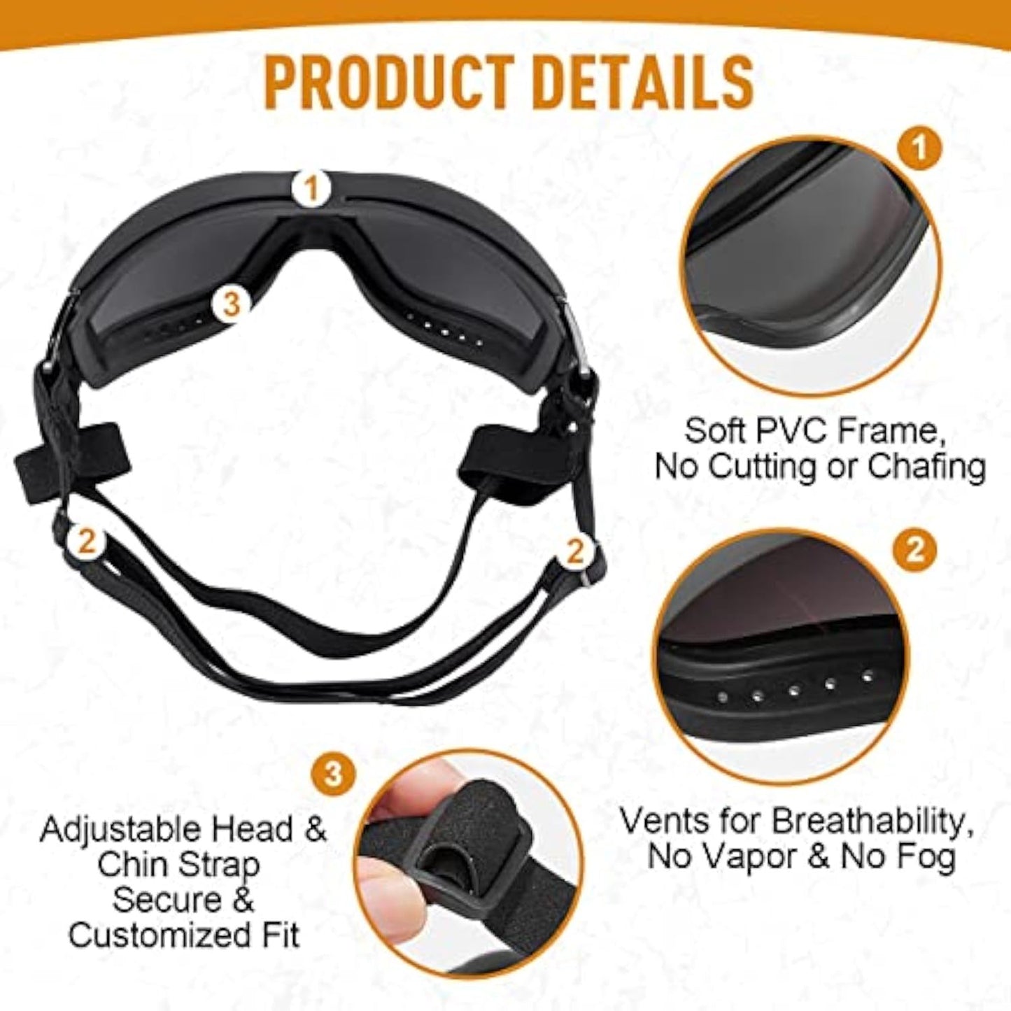 Stylish Windproof Dog Sunglasses Handsome Pet Goggles For Large Medium Breeds With Sun Protection Anti Fog & Adjustable Strap For Driving Swimming Surfing