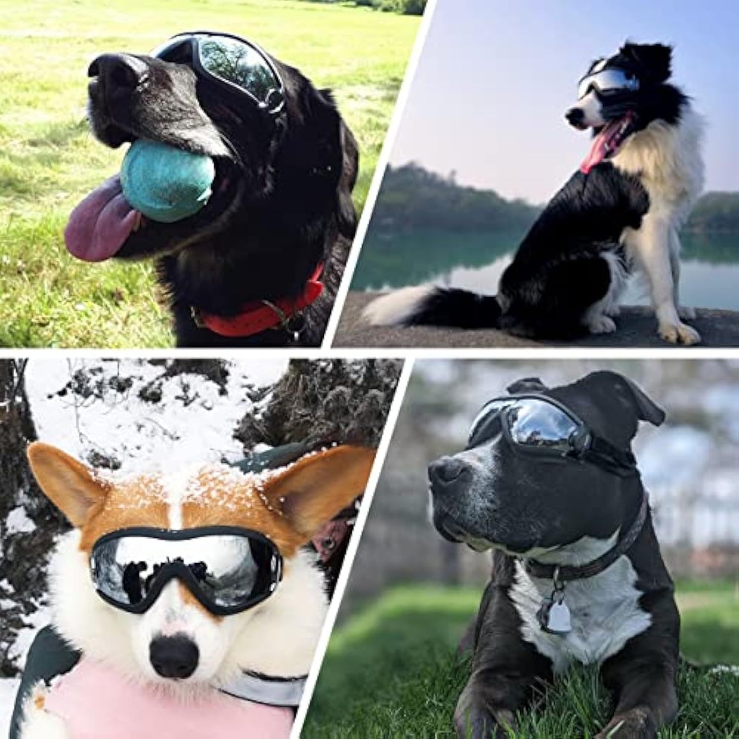 Stylish Windproof Dog Sunglasses Handsome Pet Goggles For Large Medium Breeds With Sun Protection Anti Fog & Adjustable Strap For Driving Swimming Surfing