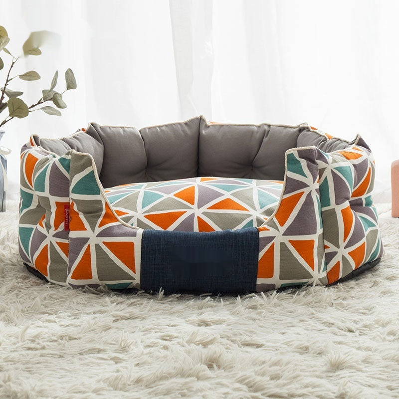 Round Kennel Dog Mattress Winter Warm Removable And Washable Cat Nest
