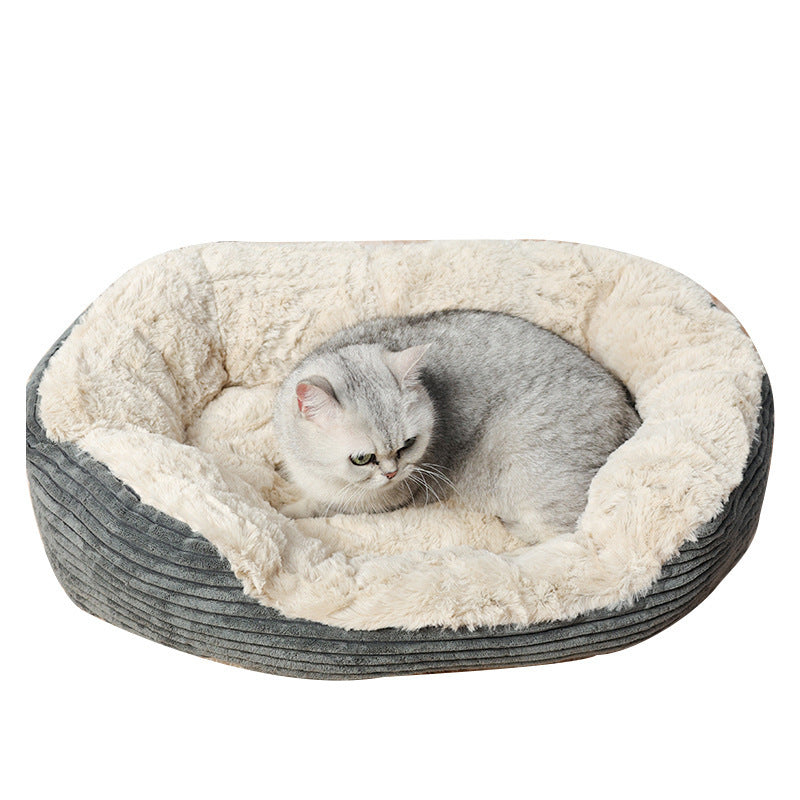 Oval Kennel Warm Winter Plush Universal Mat For Cats And Dogs Pet Supplies Special For Sleeping Warm In Winter
