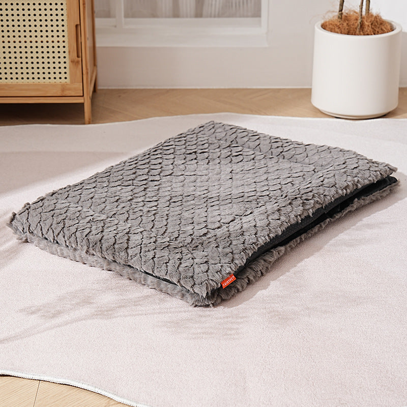 Pv Wool Cushion With Fish Scale Pattern For Dog, Warm Kennel For Autumn And Winter, Cat's Nest, Sleeping Pad, Cat Mat, Dog Cushion