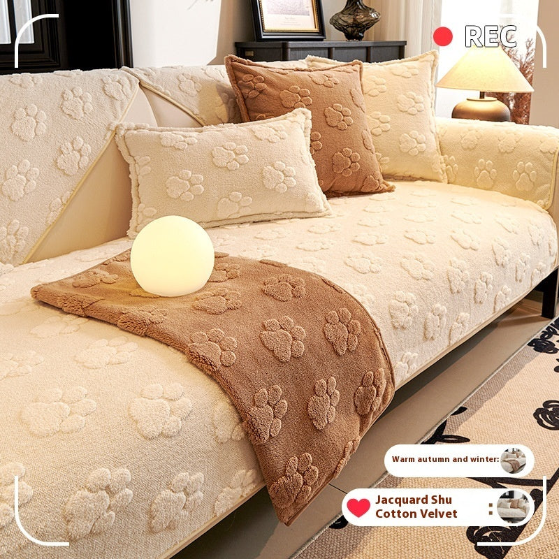 Thickened Fleece Cream Style Simple Non-slip Sofa Cushion