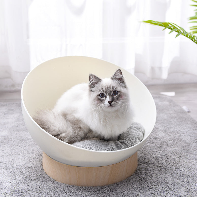Creative Plastic Wood Grain Base Open Cat Nest