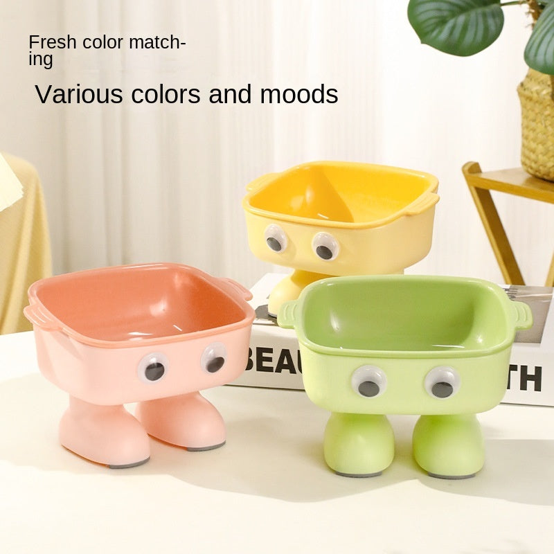 Elevated Cat Bowl Tilted Kitty Bowl Robot Shape Cat Dish Non Slip Water Bowl Dog Dish For Small Dogs Cats Kitty Kitten