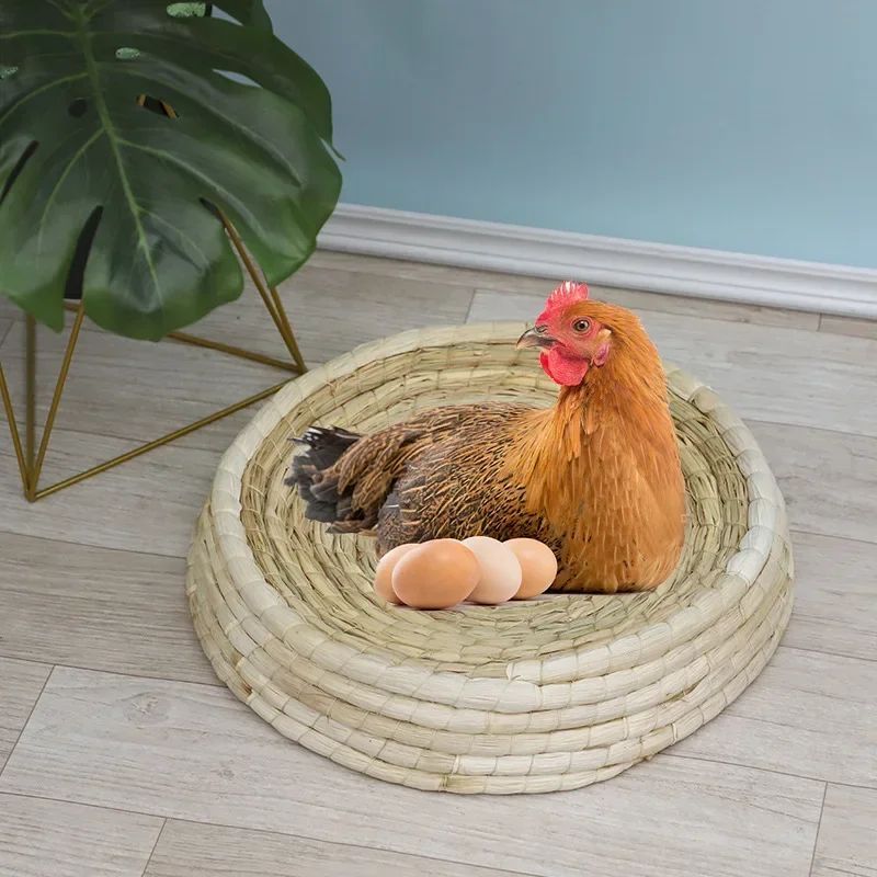 Straw Woven Cat Bed Bird Nest Cat Scratching Board Bowl-Shaped Pet Nest Cat Toy Supplies Hand-Woven Puppy Kennel Cat Straw Bed