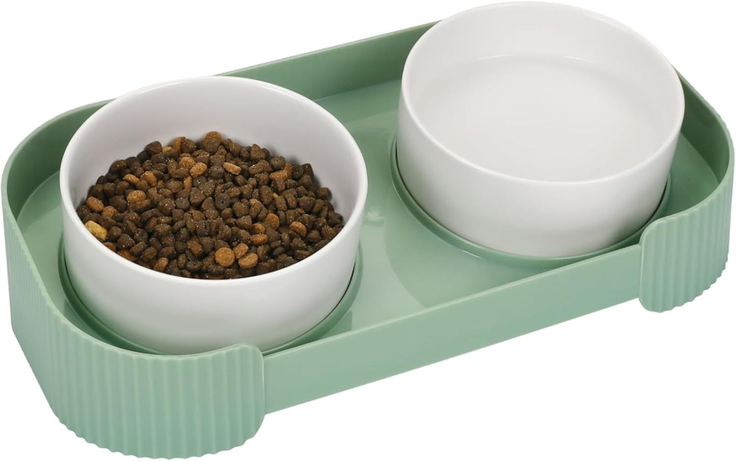 Ceramic Elevated Cat Bowls For Indoor Cats 15 Tilted Stand Anti Vomiting Raised Cat Food And Water Bowls Set Raised Cat Bowls With Non Slip Cat Bowl No Spill Bowl Dishes For Cats And Puppy