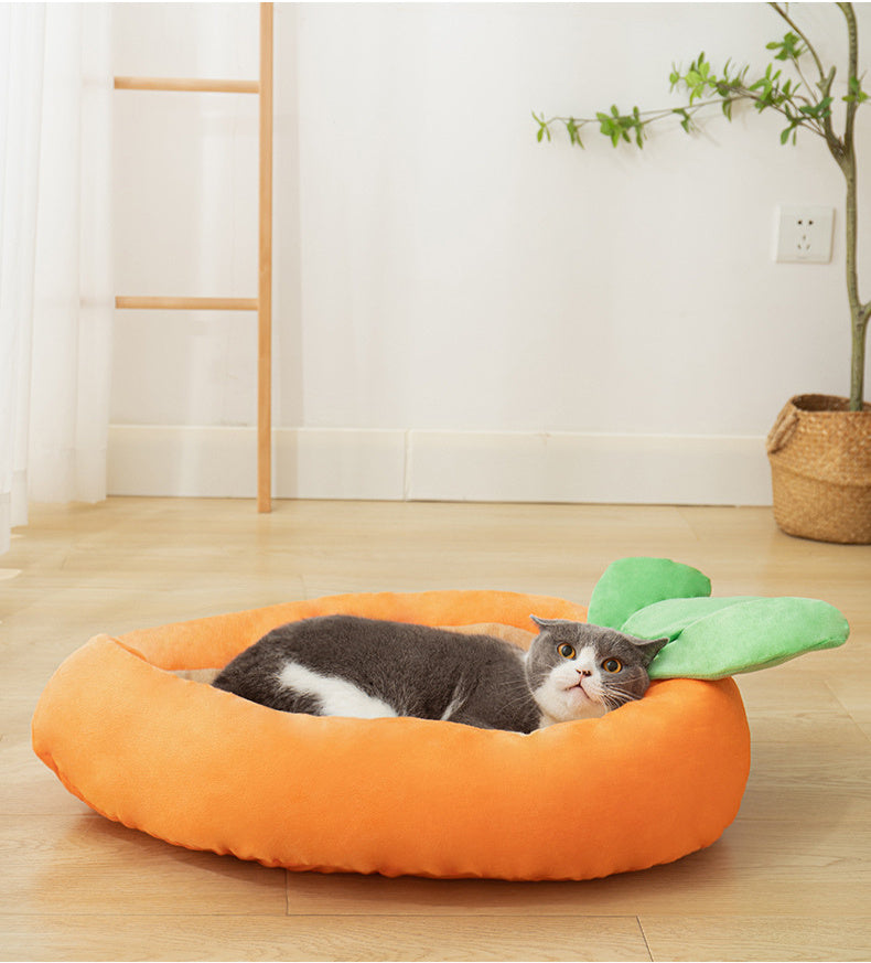 Carrot Dog Nesting Bed With Washable Soft And Breathable Blanket Small And Medium Pet Bed Puppy Cushion