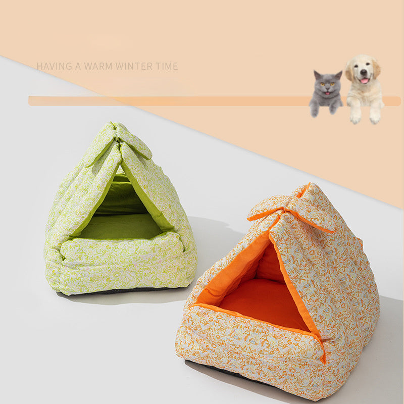 New Rabbit Triangle Nest, Semi-enclosed Cat And Dog Nest, Thickened, Suitable For All Seasons, Double-sided Use Pet Nest