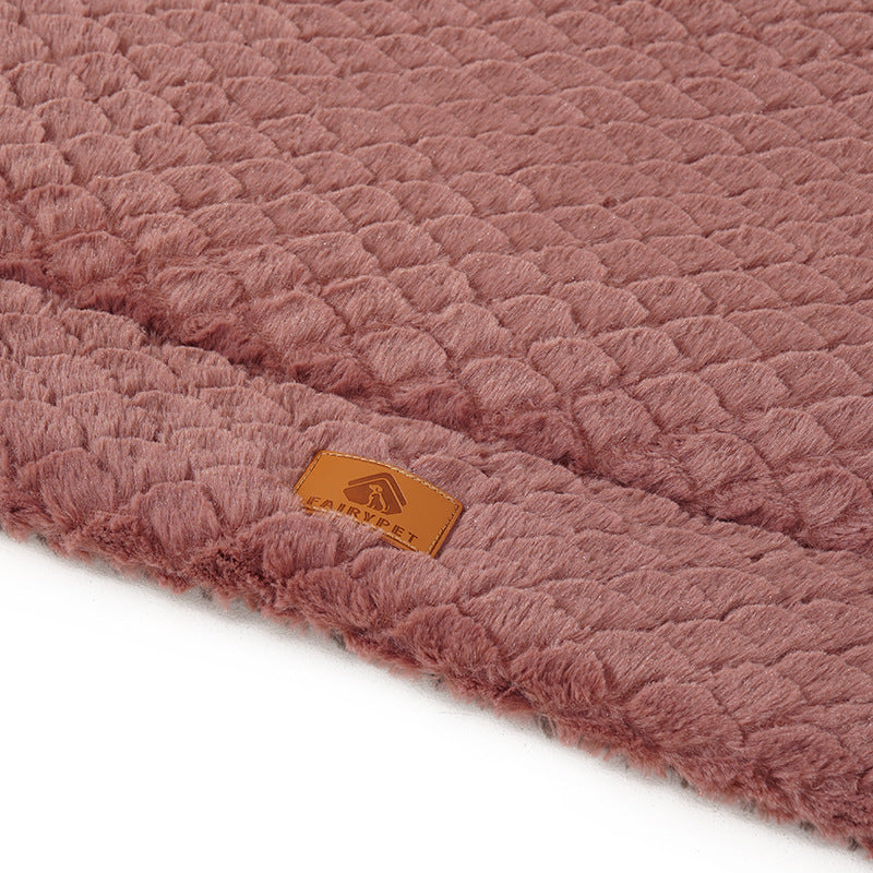 Pv Wool Cushion With Fish Scale Pattern For Dog, Warm Kennel For Autumn And Winter, Cat's Nest, Sleeping Pad, Cat Mat, Dog Cushion