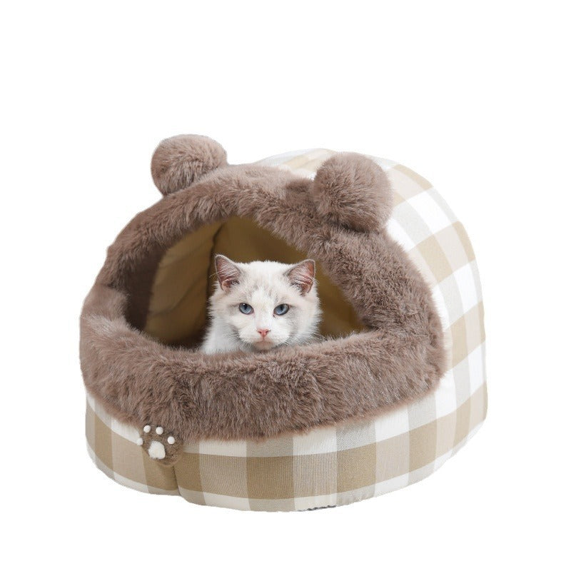 Universal Semi-closed Cat Nest For All Four Seasons, Internet Celebrity Cat Nest Thick Kennel, Warm Winter Pet Nest