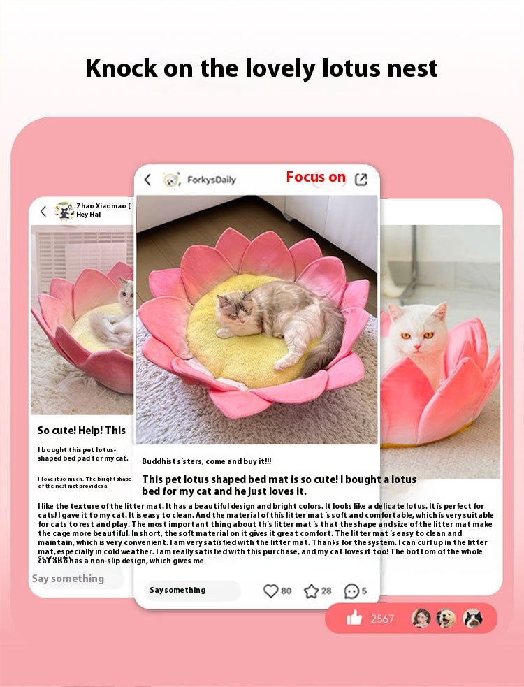 Lotus Petal Cat Nest Four Seasons Universal Thermal Mat Pet Bed Supplies