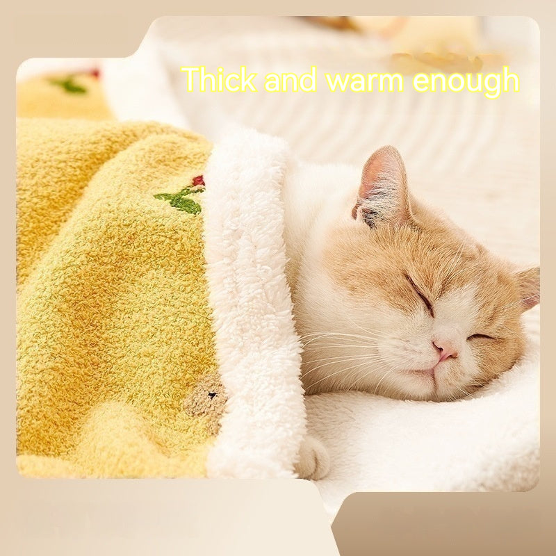 Pet Blanket Autumn And Winter Warm Cat Mat Plaid Carpet Flannel Small Dog