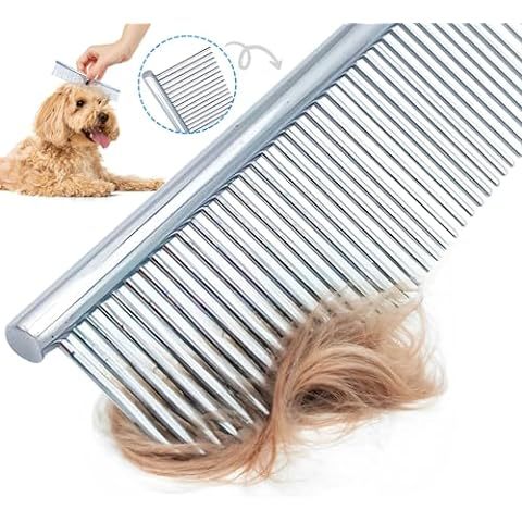 Dog Combs With Rounded Ends Stainless Steel Teeth Cat Comb For Removing Tangles And Knots Professional Grooming Tool For Long And Short Haired Dog Cat And Other Pets