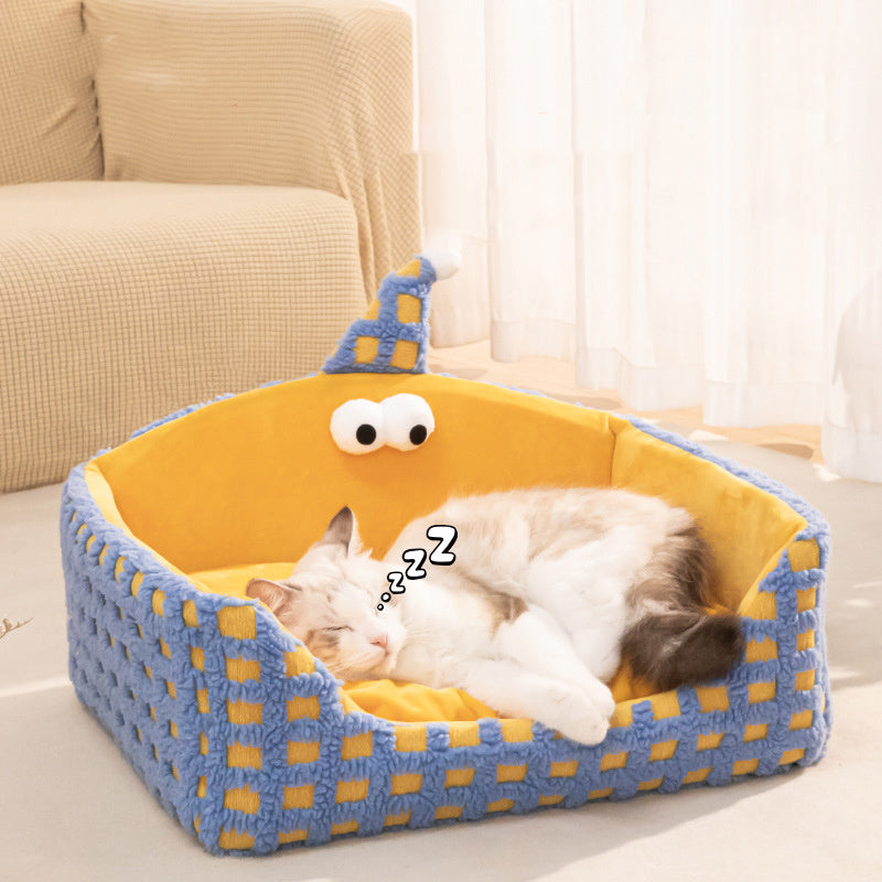 Sleeping Nest For Pets Triangular Hat Sponge Can Be Disassembled And Washed Warm For Cats Thick Kennel Autumn And Winter