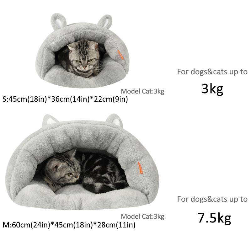 Pet Dog Cat Cave Bed Basket House Kitten Soft Cozy Indoor Cushion Kennel Warm Nest