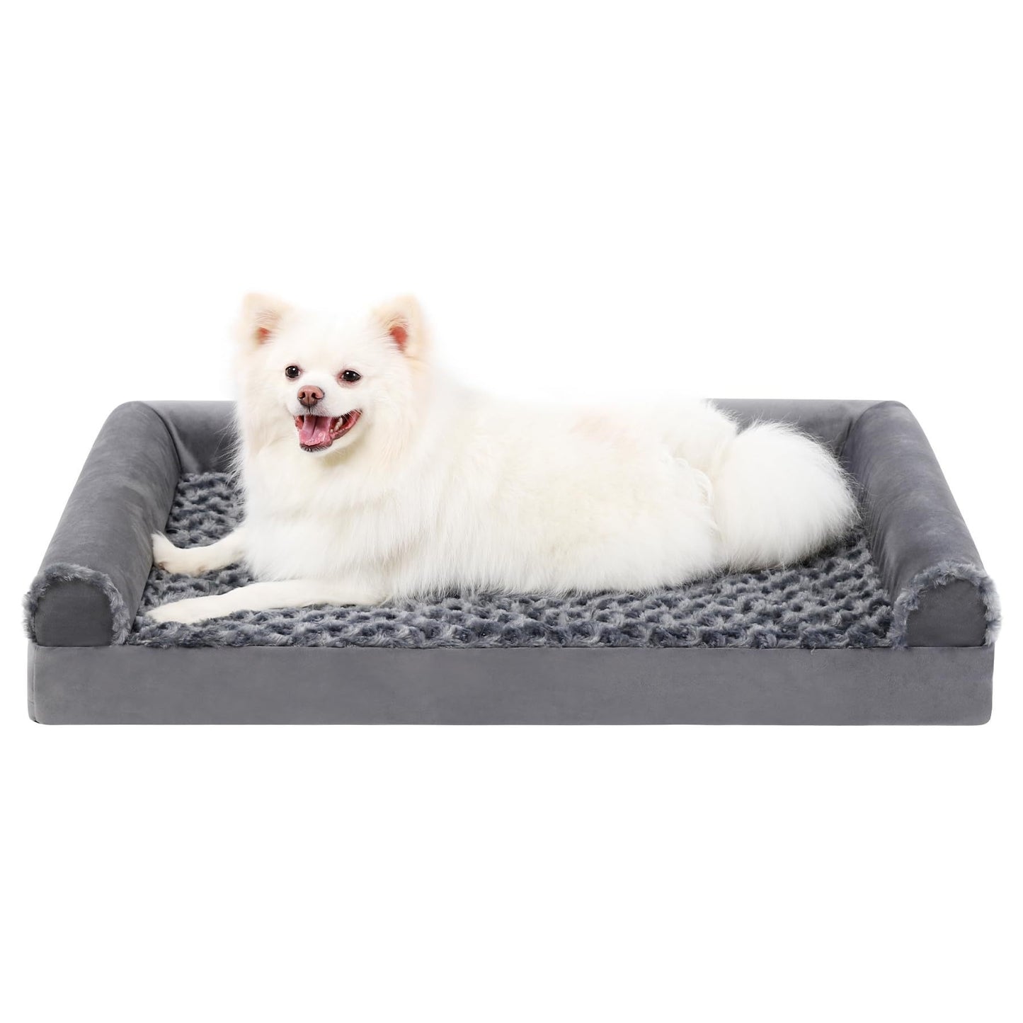 Removable And Washable U-shaped Pet Sofa Embossed Velvet Kennel Sponge