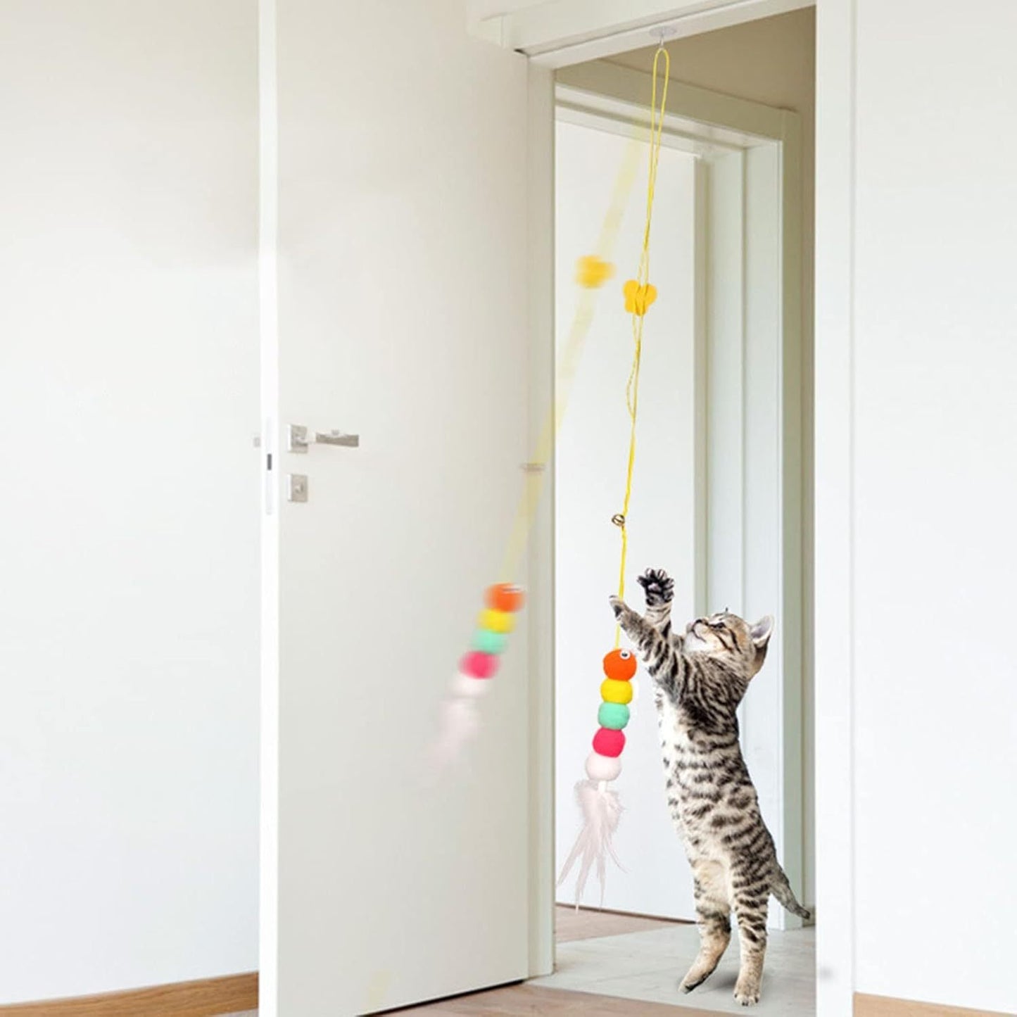 Cat Toys For Indoor Cats Interactive Cat Toys For Indoor Cats 200cm Hanging Cat Toy Self-Excited Retractable Nylon Stress Relief Cat Catnip Swing