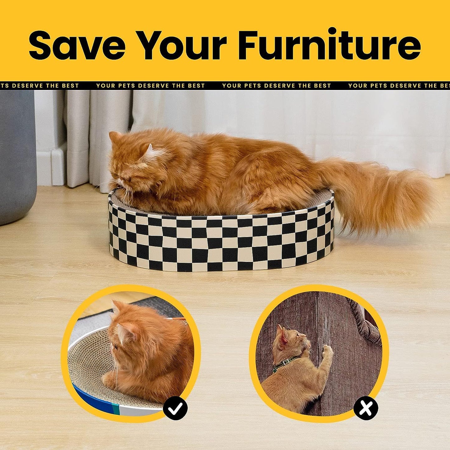 2 In 1 Cat Scratcher Cardboard Oval Cat Scratch Pad And Bowl Nest For Indoor Cats