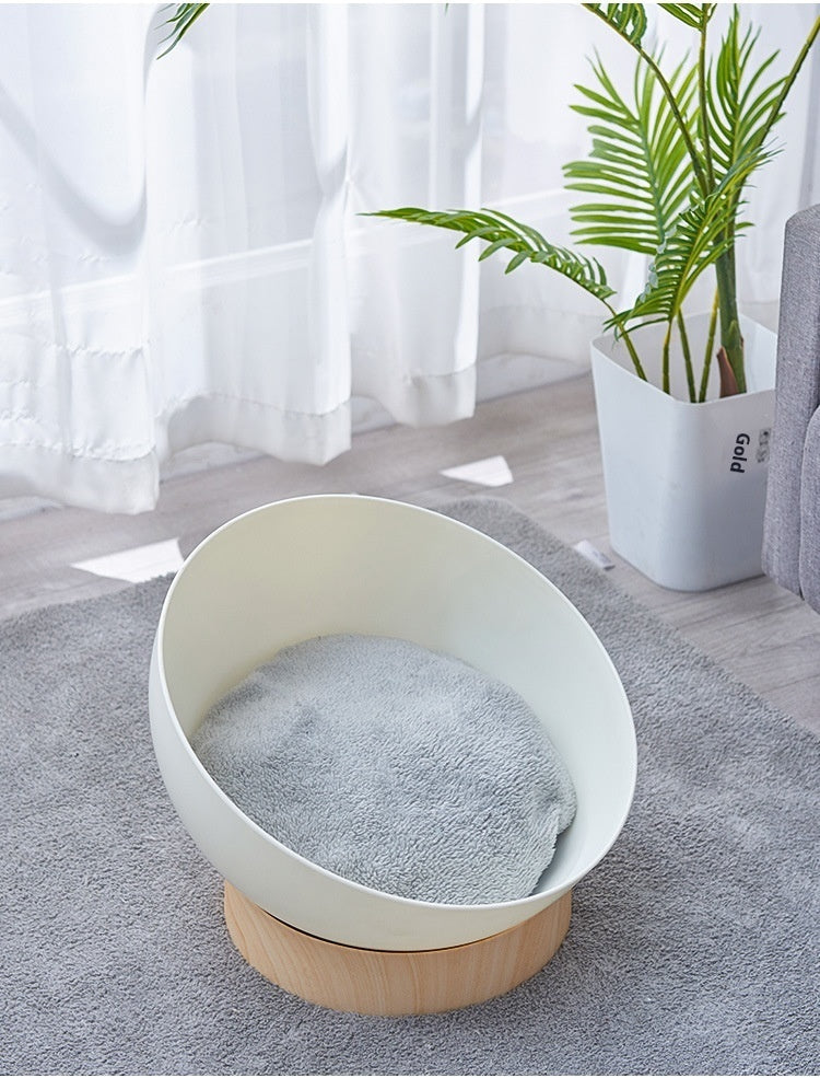 Creative Plastic Wood Grain Base Open Cat Nest