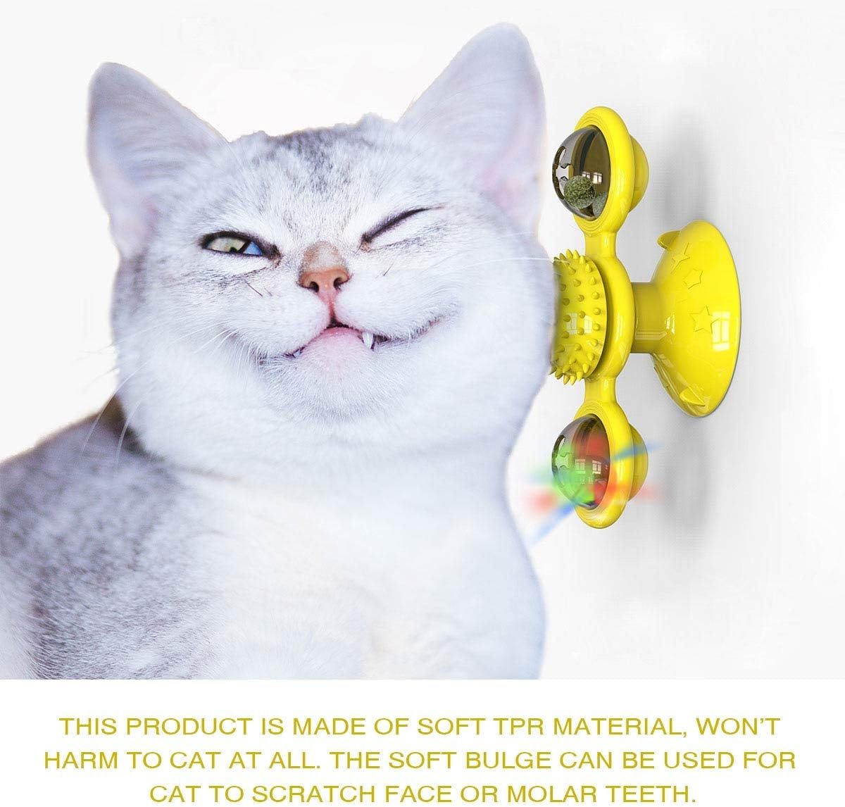 Animal Doll Stuffed Cat Pet Catnip Grass Toy Interactive Windmill Cat Toys With Catnip Cat Toys For Indoor Cats Funny Kitten Toys With LED Light Ball Suction Cup Cat Nip Toy For Cat Chew Exerc