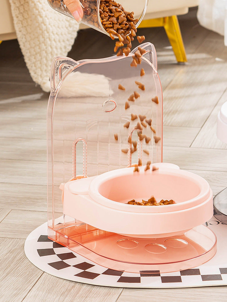 Bowl With Cat Ears For Pets Neck Protection Fixed Anti Spill Adjustable Height Cat Feeding Water Supply Removable Hanging Cage
