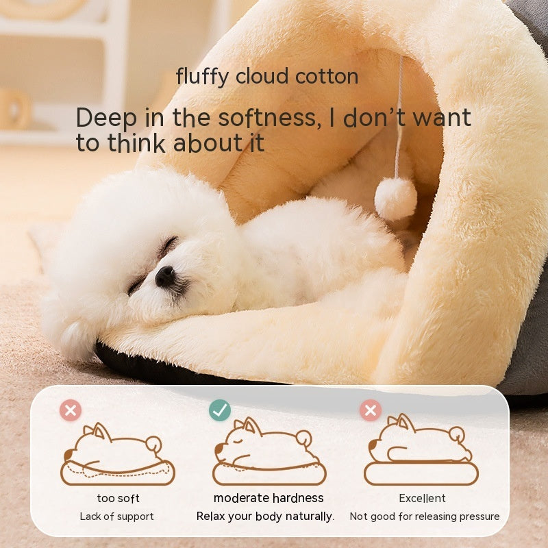Round Ears Warm Slippers Nest Plush Warm Soft Comfortable Pet Dog WOWO Pad