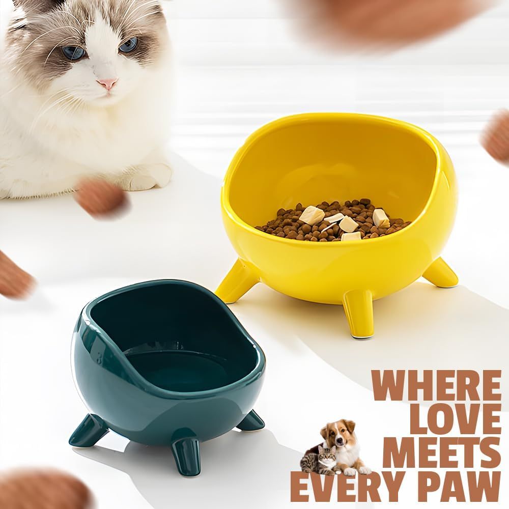 Cat Food Bowl For Cats And Small Dog Four-Legs Ceramic Cat Food And Water Bowls For Indoor Cute Cat Stability Food Dish