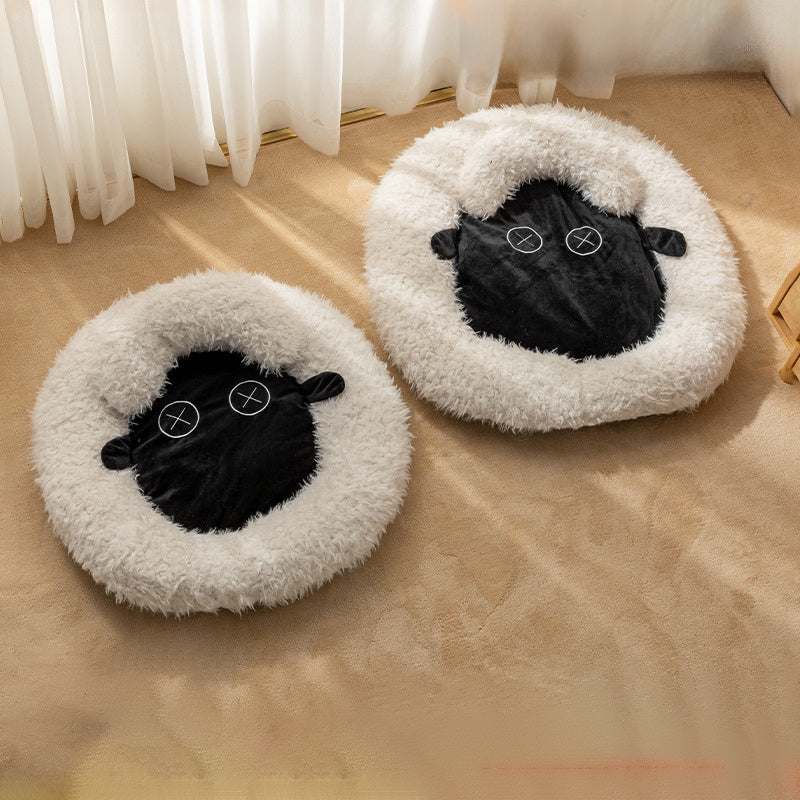 New Lamb Cat Bed Winter Warm Round Cat Beds