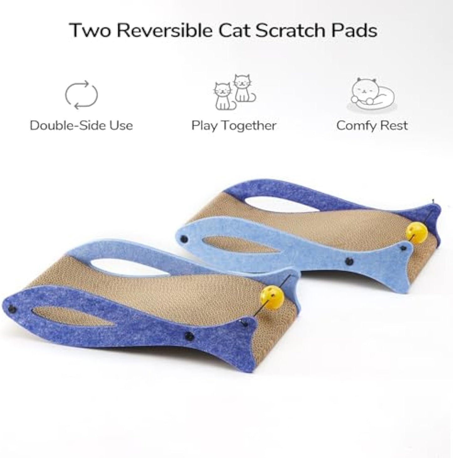 Cat Scratcher Fish Shape Cat Scratcher Pads Cat Scratching Cardboard Lounge Durable Cat Scratcher With Ball Toy For Indoor Cats