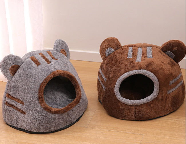 Semi-closed Design Bear Head Cat Nest Detachable Autumn And Winter Warm Thickened