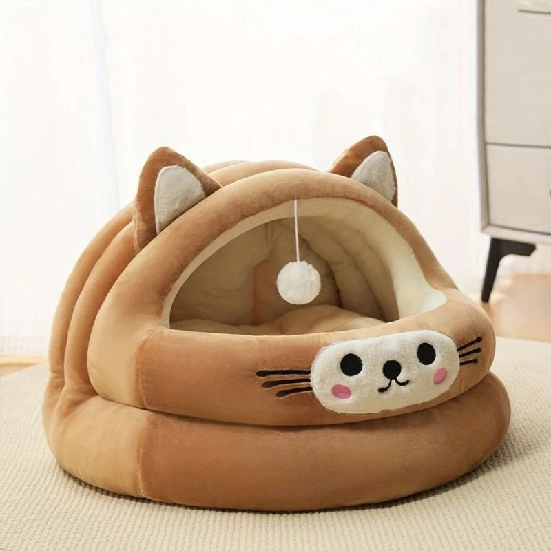 Cat Bed Semi-Enclosed Thickened Cat Ear Pet Nest Warm Pet Supplies For Autumn And Winter Universal Nest For All Seasons