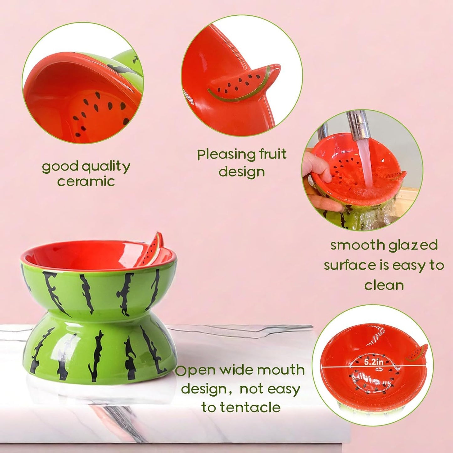 Ceramic Raised Cat Bowl 5In Elevated Wide Cat Bowl For Food And Water Anti Vomiting Tilted Pet Feeder Dish For Indoor Cats And Small Dogs