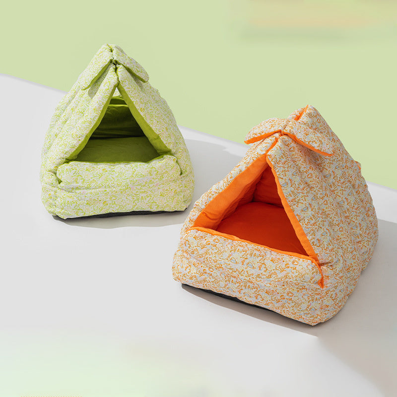 New Rabbit Triangle Nest, Semi-enclosed Cat And Dog Nest, Thickened, Suitable For All Seasons, Double-sided Use Pet Nest