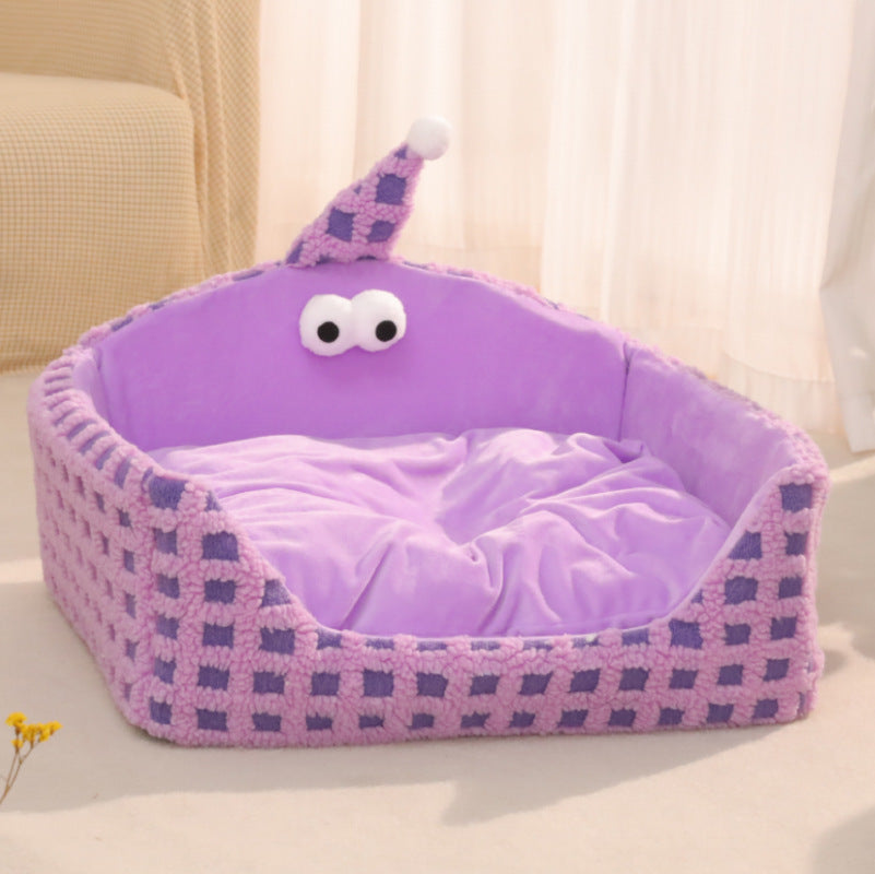 Sleeping Nest For Pets Triangular Hat Sponge Can Be Disassembled And Washed Warm For Cats Thick Kennel Autumn And Winter