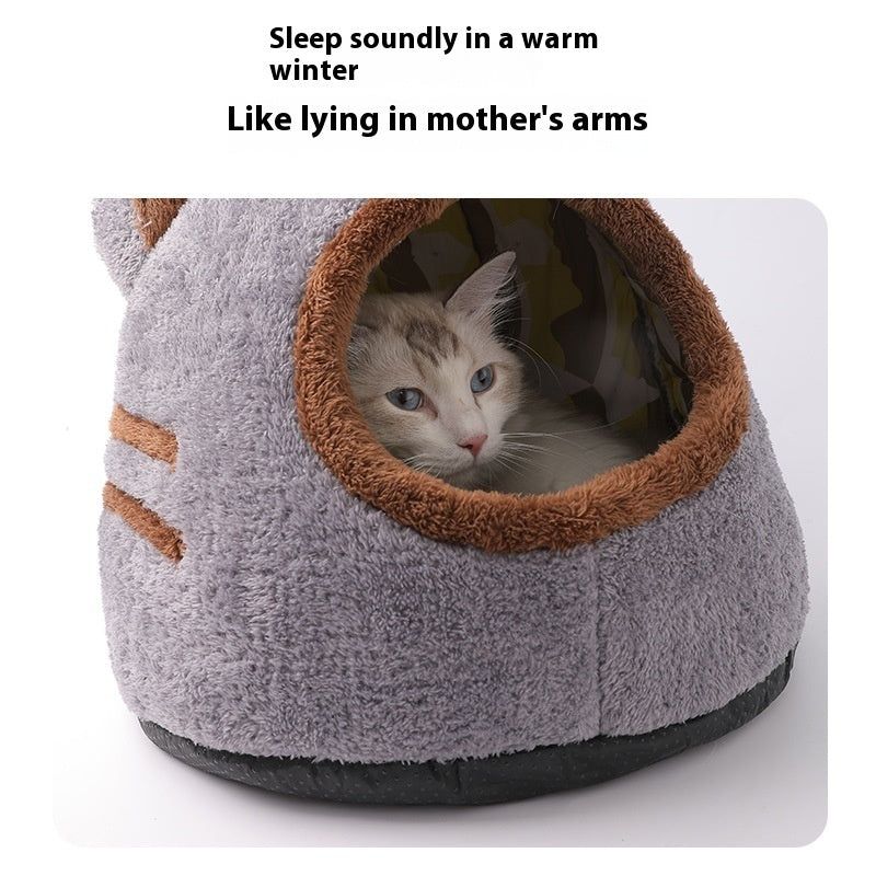 Semi-closed Design Bear Head Cat Nest Detachable Autumn And Winter Warm Thickened