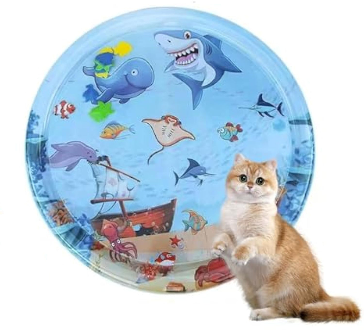 Cat Water Mat 2024 Upgraded 0.5mm Thickened Cat Sensory Water Palymat, Anti-Scratch Design Pet Water Mat For Bored Indoor Cats, Cat Interactive Toys With Inflator