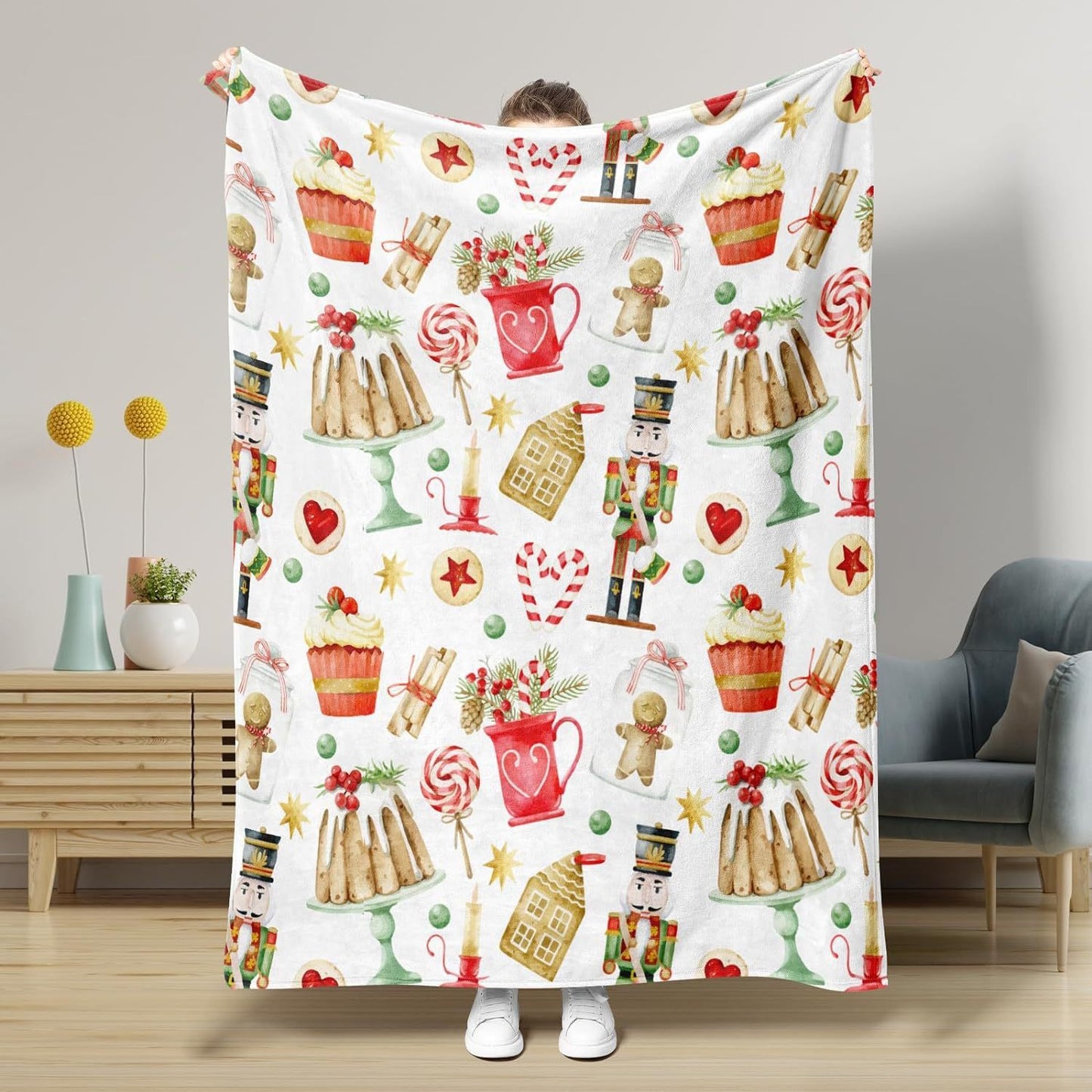 Nutcracker Pattern Blanket Boy Girl Christmas Gift Four Seasons Universal Suitable For Bed Sofa Decoration