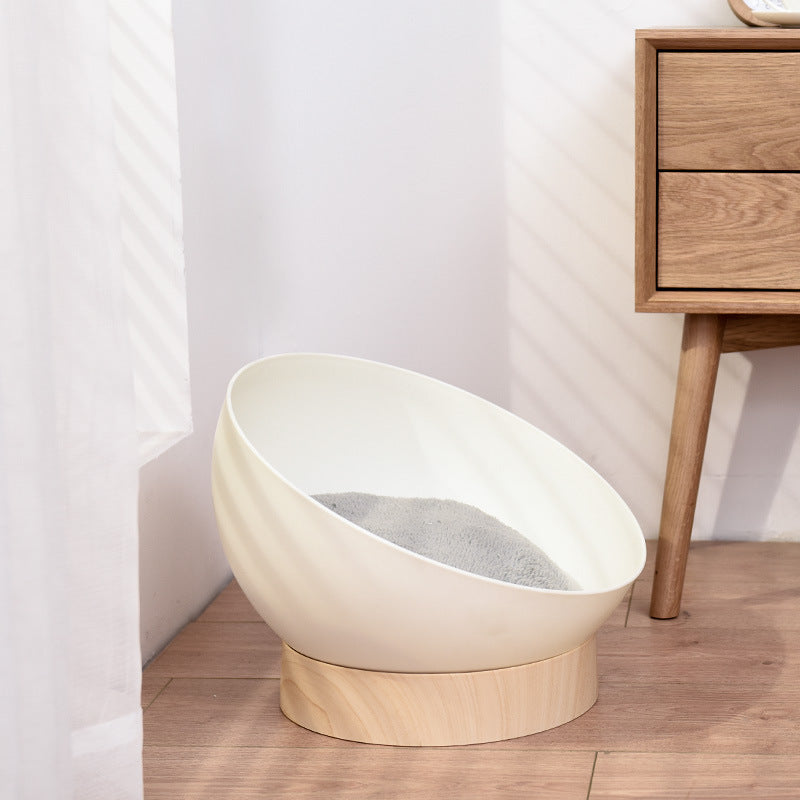 Creative Plastic Wood Grain Base Open Cat Nest