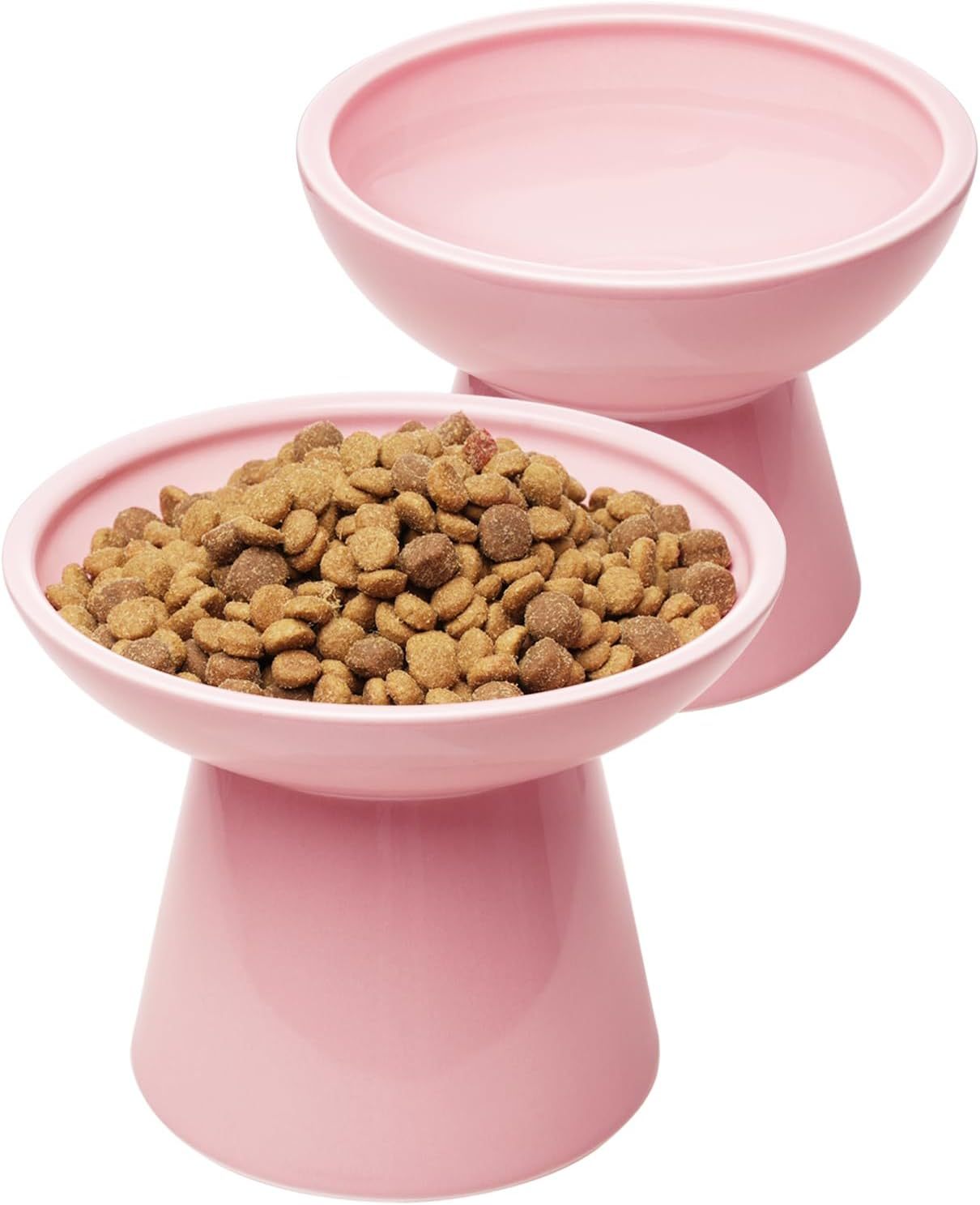 Extra Wide Elevated Cat Food Bowl Ceramic Cat Bowls For Food And Water Wide Shallow Cat Food Dish Whisker Fatigue Lead Cadmium Free Great Height For Cat