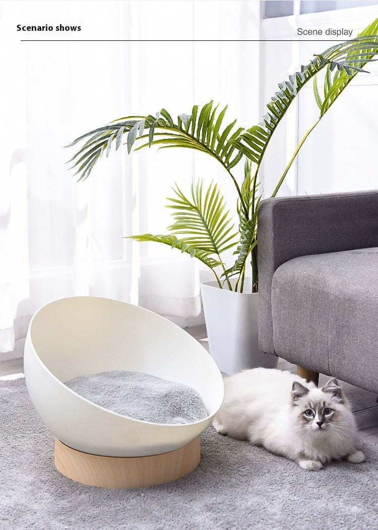 Creative Plastic Wood Grain Base Open Cat Nest