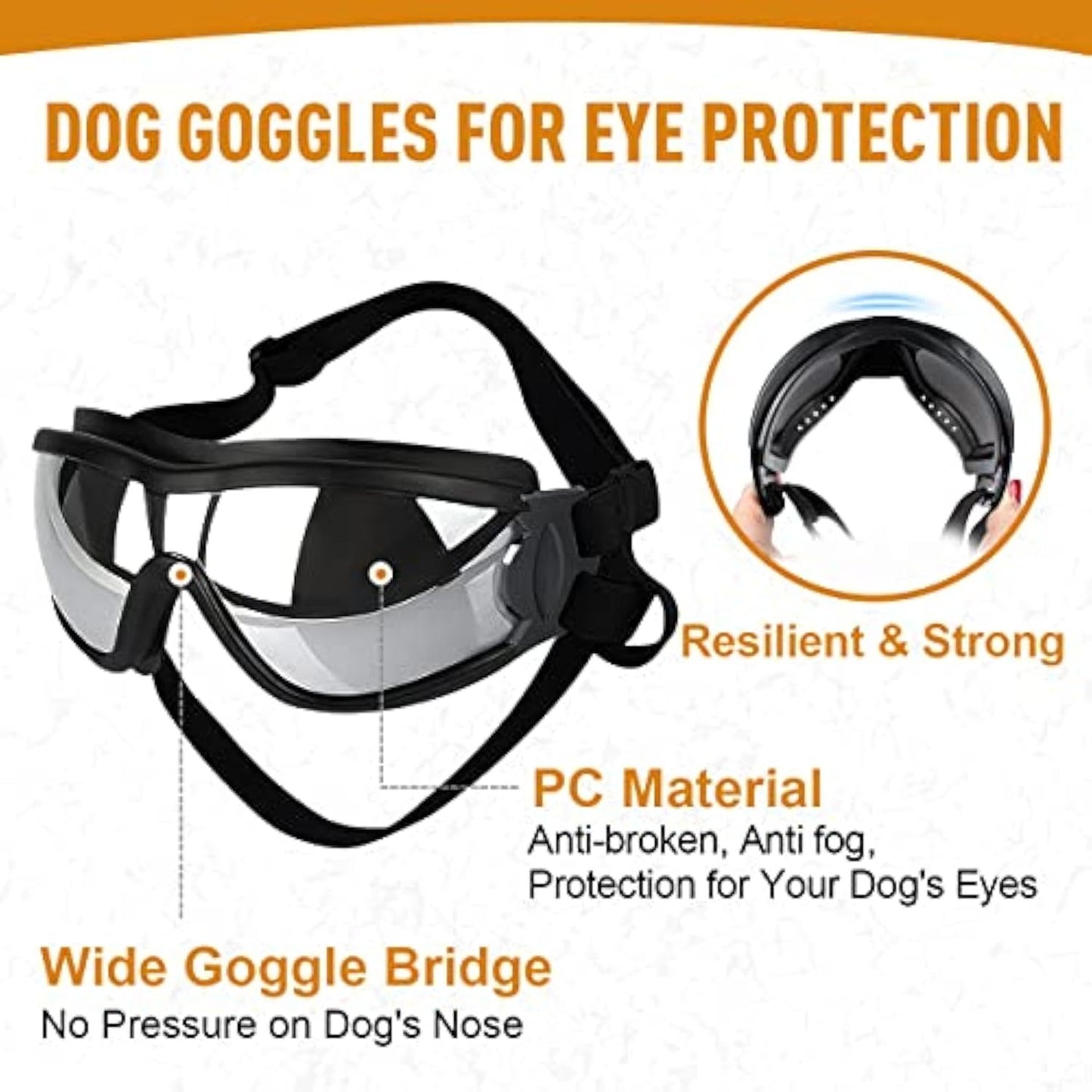 Stylish Windproof Dog Sunglasses Handsome Pet Goggles For Large Medium Breeds With Sun Protection Anti Fog & Adjustable Strap For Driving Swimming Surfing